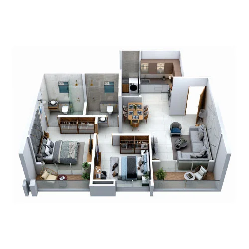 Hiranandani Krisala Evita Hinjewadi 2 BHK Small Floor Plan Image